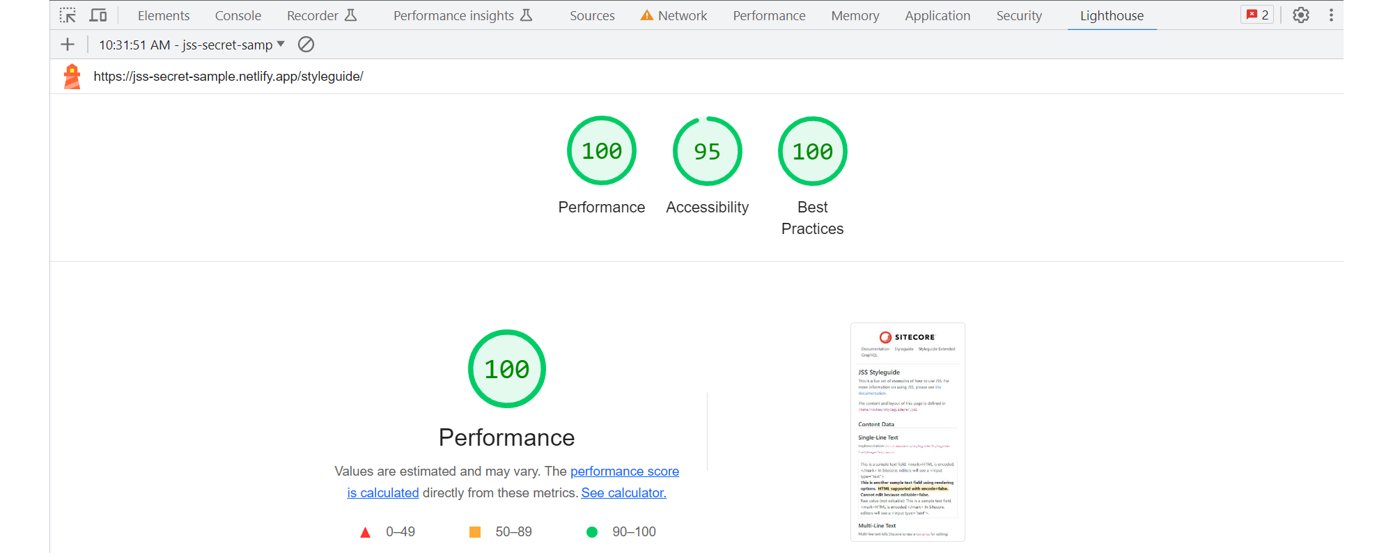 Lighthouse mobile perfomance